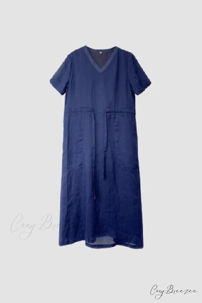Ramie Dress in Blue Blue / S