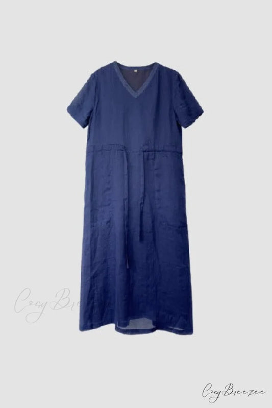 Ramie Dress in Blue Blue / S