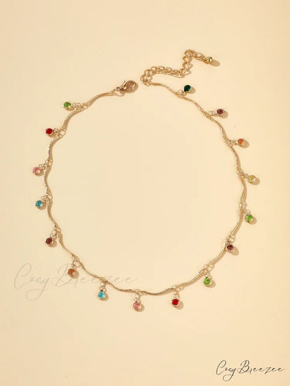 Random Color Rhinestone Charm Necklace