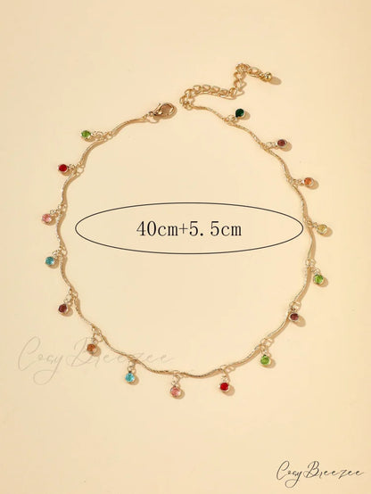 Random Color Rhinestone Charm Necklace