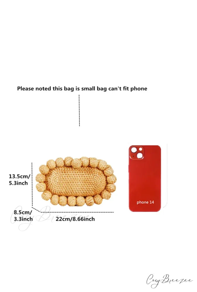 Rattan Cane Summer Beach Clutch Khaki wristlet-250126