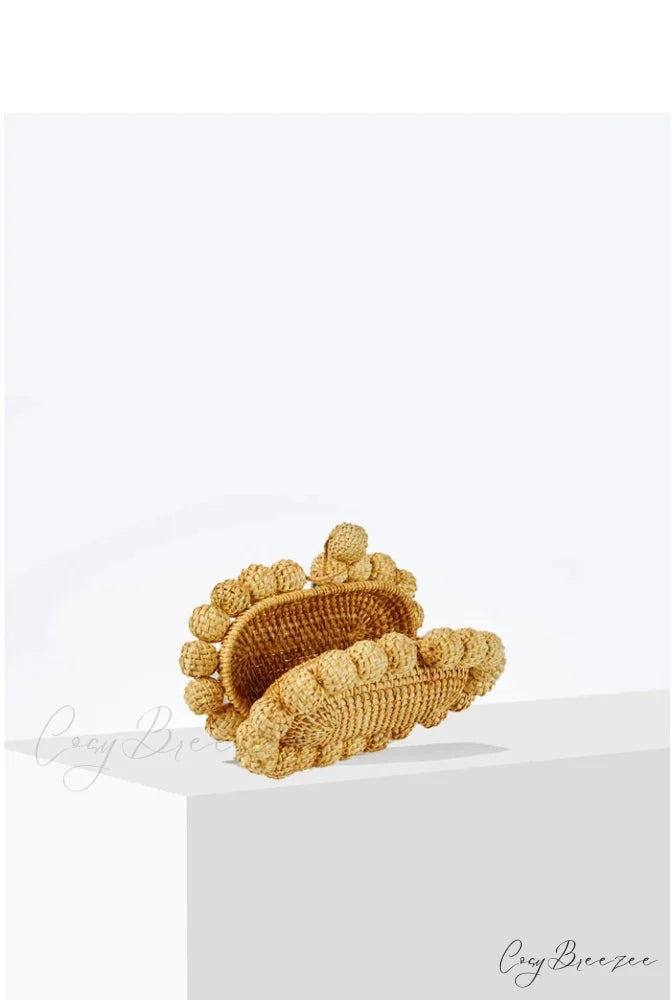 Rattan Cane Summer Beach Clutch Khaki wristlet-250126