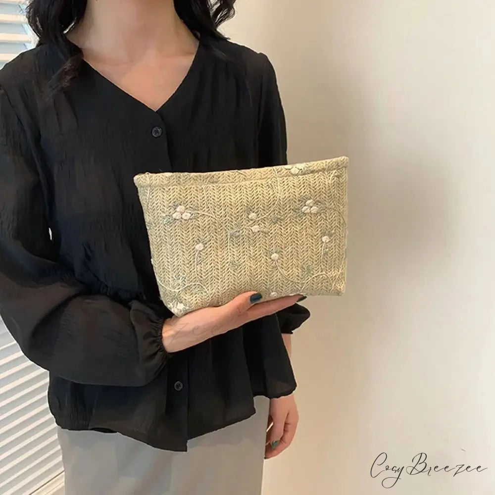 Rattan Handheld Straw Clutch Wristlet wristlet-250126