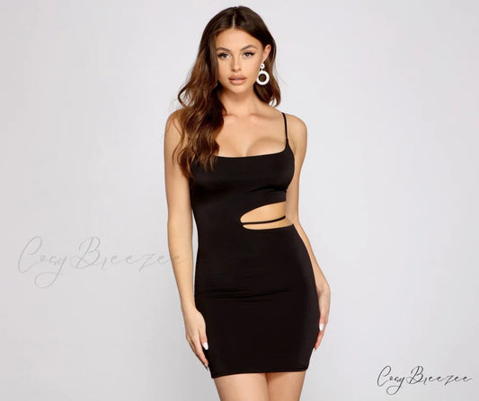 Ready To Stun Charming Cutout Mini Dress BLACK / XS