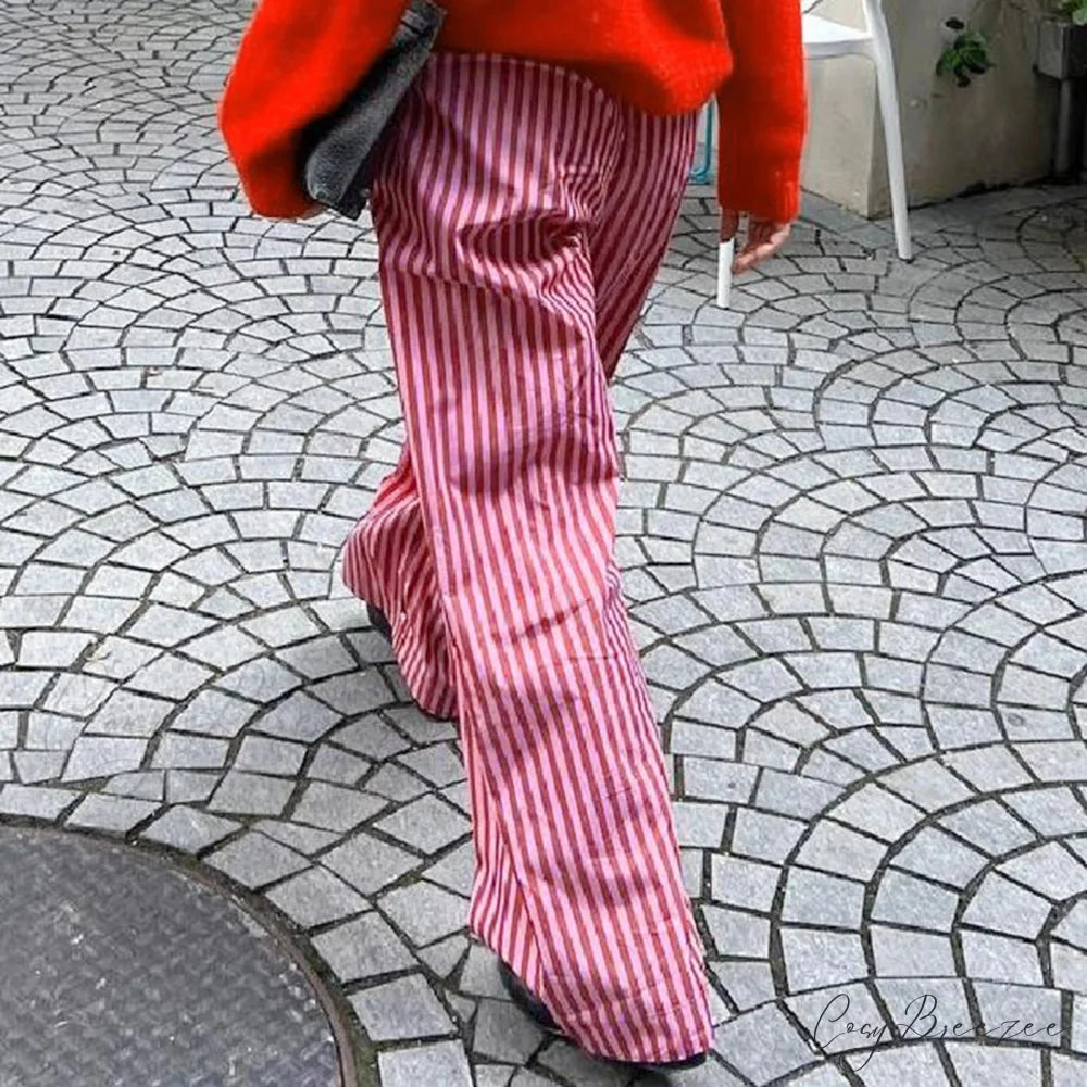 Red Cargo Casual Elevated-Waist Hip-Hop Pant pant-250223