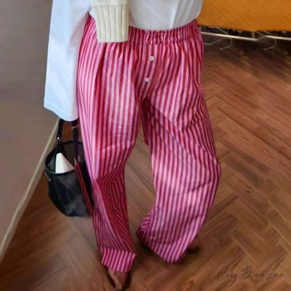 Red Cargo Casual Elevated-Waist Hip-Hop Pant DARKPINK / S pant-250223