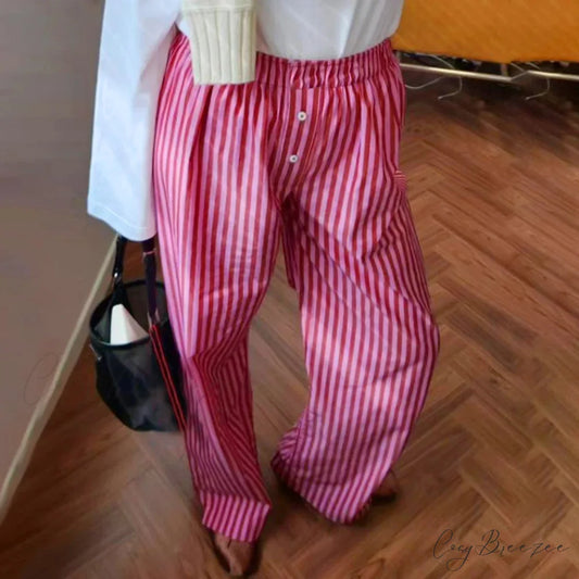 Red Cargo Casual Elevated-Waist Hip-Hop Pant DARKPINK / S pant-250223