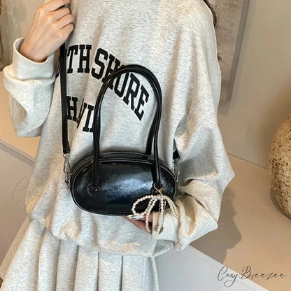 Red Casual Korean Underarm Bag Black shoulder-250126