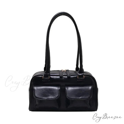 Red Patent Leather Hobo Bag Black shoulder-250126