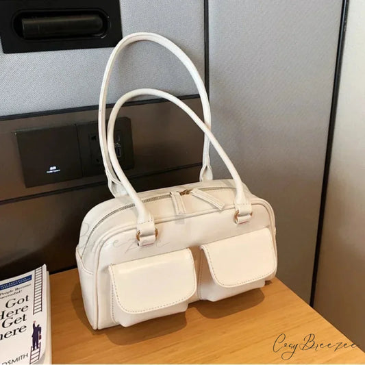 Red Patent Leather Hobo Bag White shoulder-250126