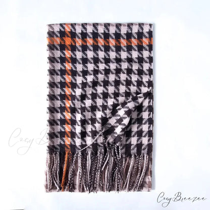 Red Plaid Cashmere Korean Style Fashion Warmer Hijab Pashmina Scarf for Women beige 3