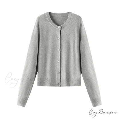 Red Solid Color Elegant Layered Cardigan Gray / XS