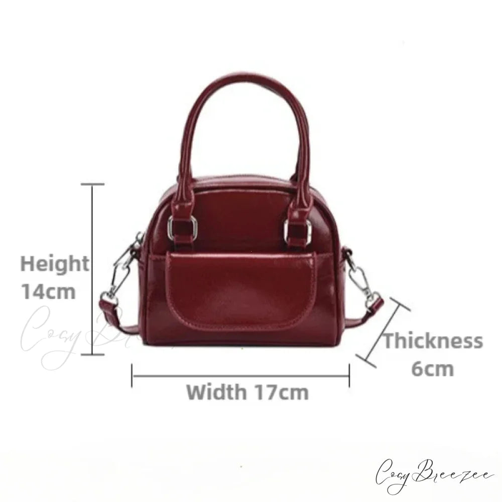 Red Solid PU Leather Underarm Shoulder Bag shoulder-250126