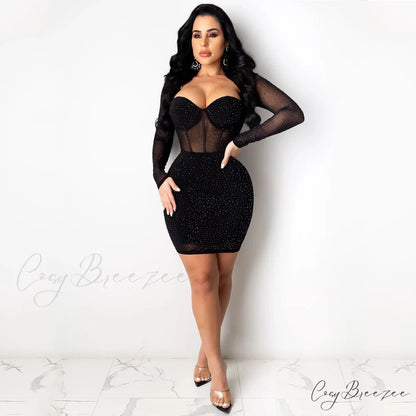 Reese Formal Heat Charming Stone Illusion Mini Dress