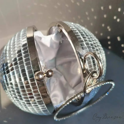 Reflective Disco Ball Party Clutch (20cm / Silver wristlet-250126