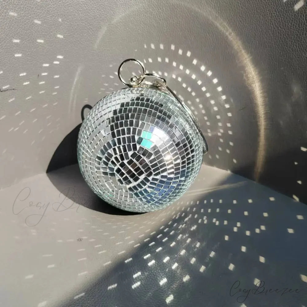Reflective Disco Ball Party Clutch (20cm / Silver wristlet-250126