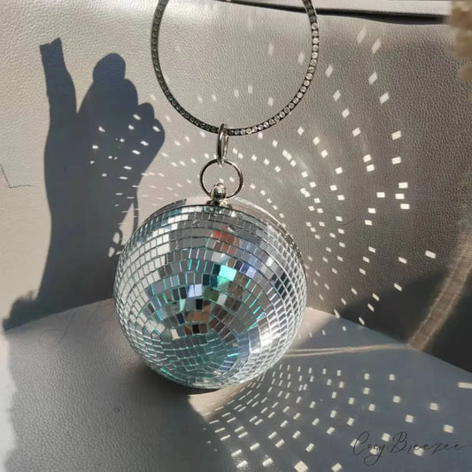 Reflective Disco Ball Party Clutch (20cm / Silver wristlet-250126