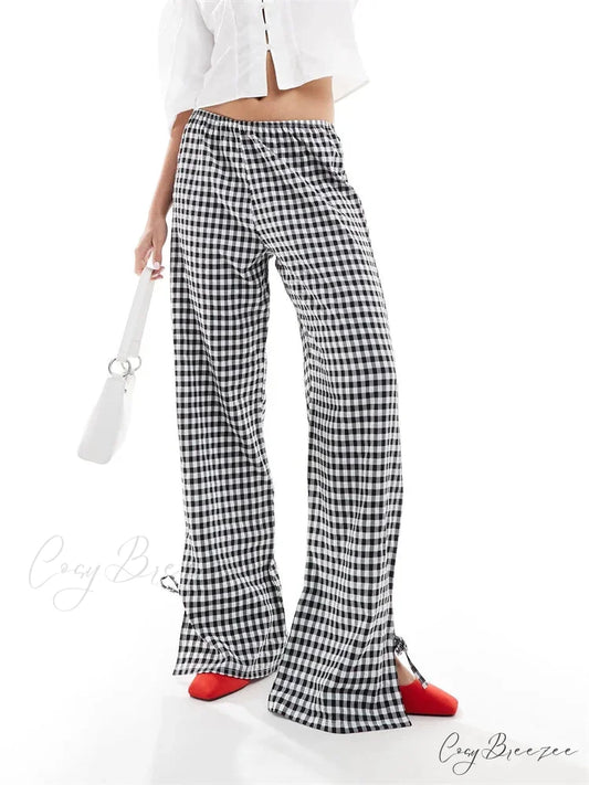 Relaxed Elevated-Waist Streaked Lounge Streetwear Pant BLACK / S pant-250223
