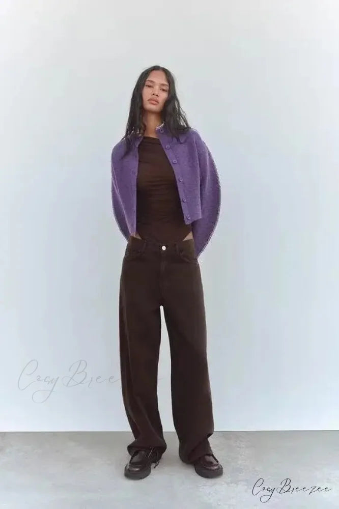 Relaxed Loose High Collar Full Sleeve Cardigan cardigans-241228