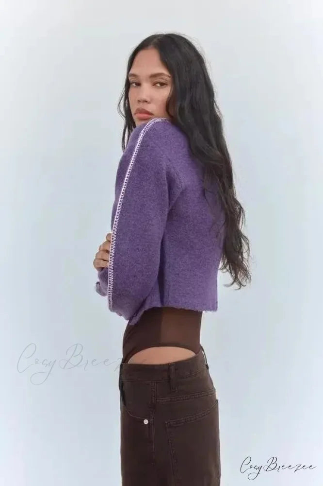 Relaxed Loose High Collar Full Sleeve Cardigan cardigans-241228