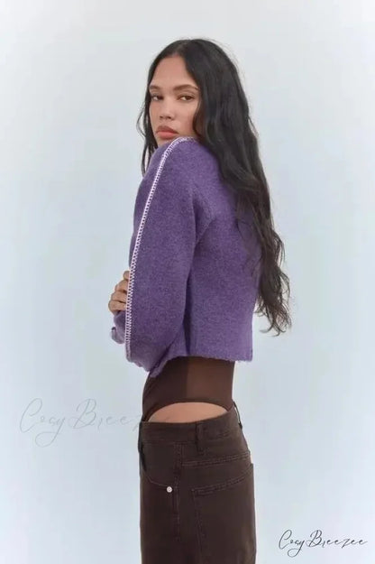Relaxed Loose High Collar Full Sleeve Cardigan cardigans-241228