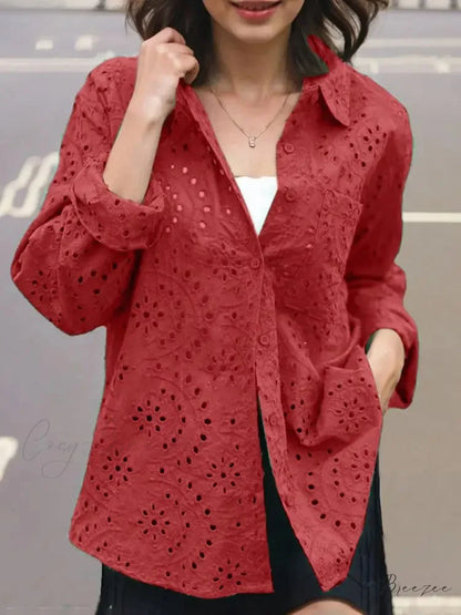 Relaxed Patchwork Collar Embroidered Chic Blouse blouse-250126