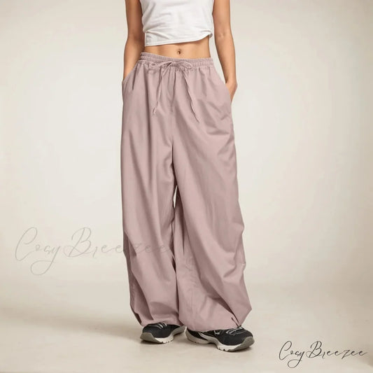 Relaxed Wide Leg Sweatpants with Pockets Purple / S pants-241228