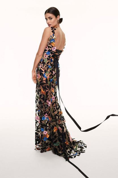 Remarkable Moment Floral Trendy Embroidered Illusion Gown