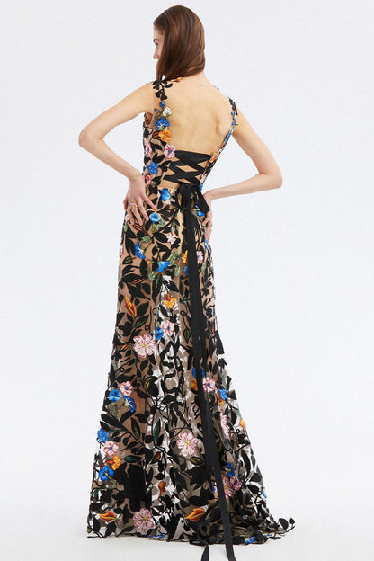 Remarkable Moment Floral Trendy Embroidered Illusion Gown