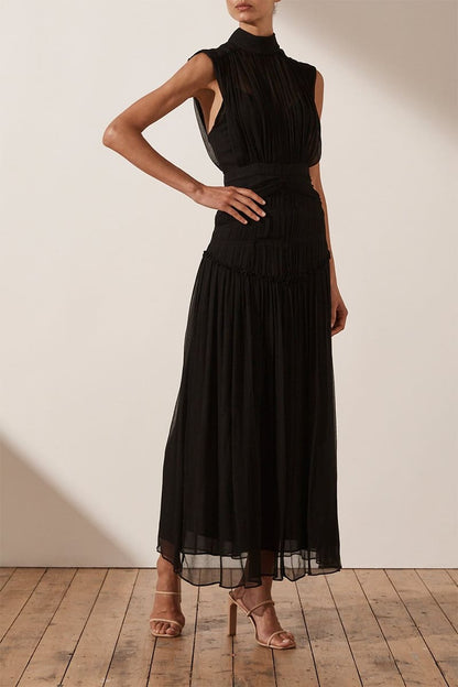 Remarkable Moment High Trendy Neck Maxi Dress