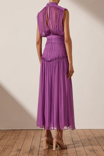 Remarkable Moment High Trendy Neck Maxi Dress