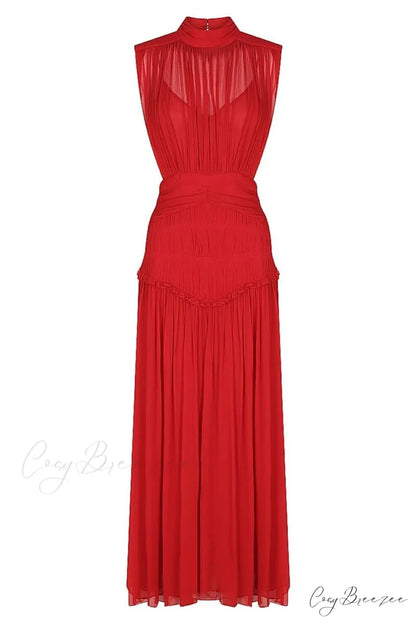 Remarkable Moment High Trendy Neck Maxi Dress