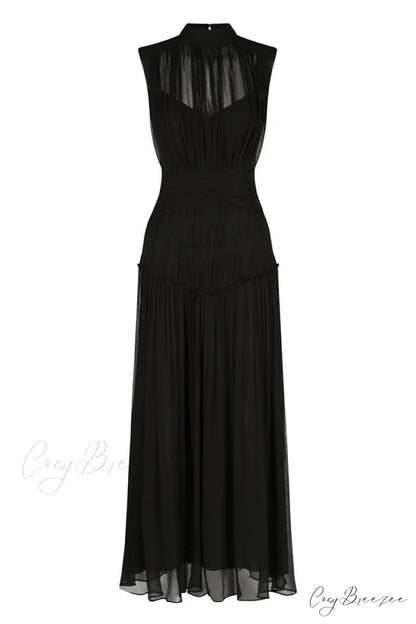 Remarkable Moment High Trendy Neck Maxi Dress