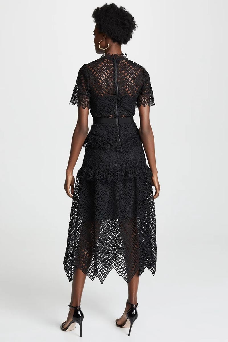 Remy Black Graceful Lace Midi Dress