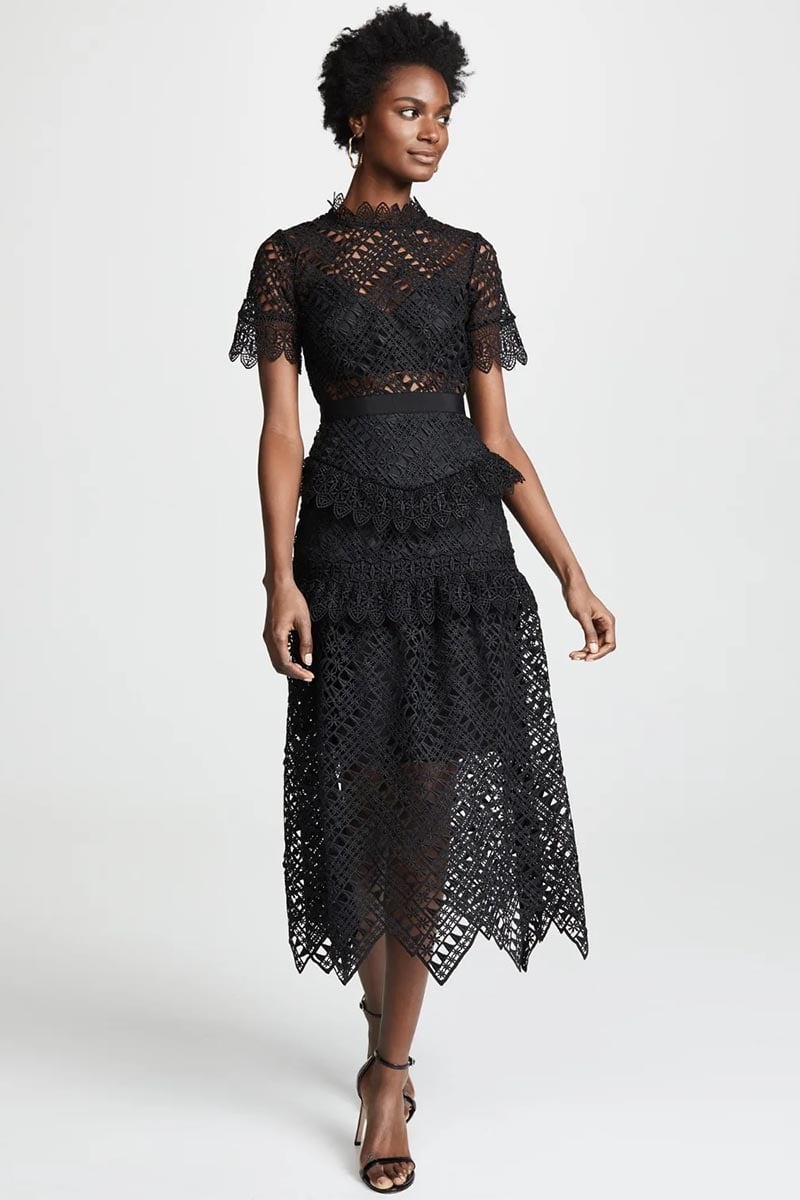 Remy Black Graceful Lace Midi Dress