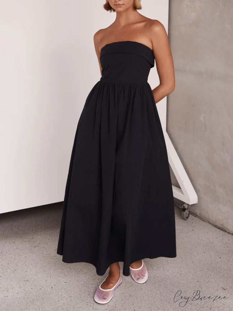Resort Style Tulare Charming Strapless Midi Dress