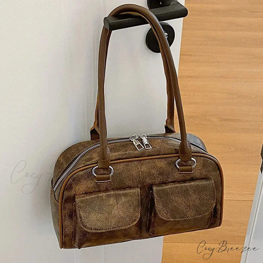 Retro Double Pockets Shoulder Bag shoulder-250126