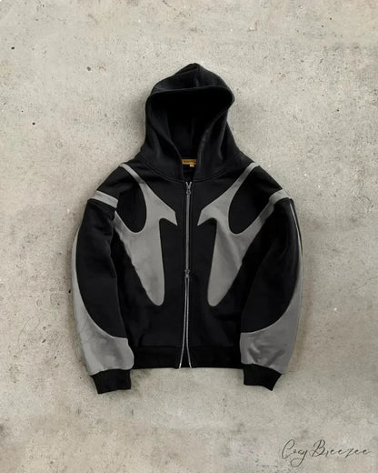 Retro Embroidery Pattern Oversized Hoodie black 2 / M hoodies-241228
