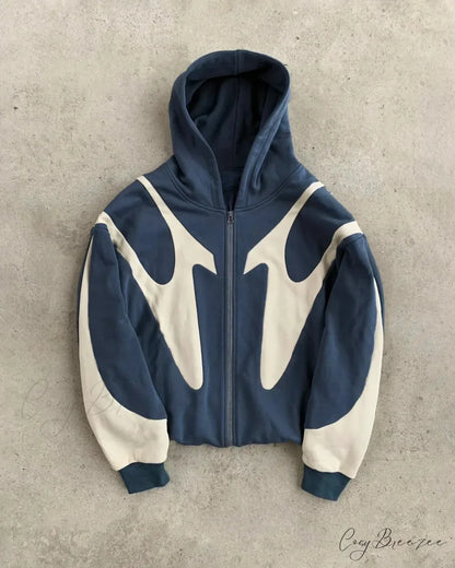 Retro Embroidery Pattern Oversized Hoodie grey 1 / M hoodies-241228