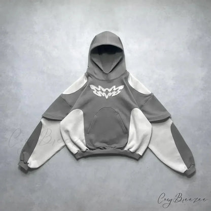 Retro Embroidery Pattern Oversized Hoodie grey 2 / M hoodies-241228