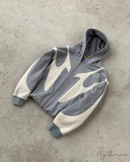 Retro Embroidery Pattern Oversized Hoodie grey3 / M hoodies-241228