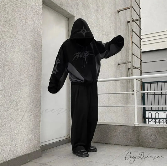 Retro Embroidery Pattern Oversized Hoodie hoodies-241228