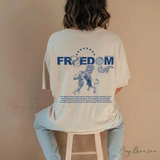 Retro Faith Verse Back Print Tee Khaki / S t-shirt-250223