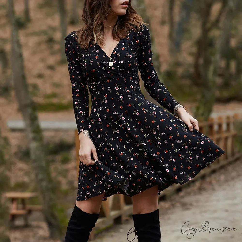 Retro Floral Swing Midi Dress oldfloraldress-250126