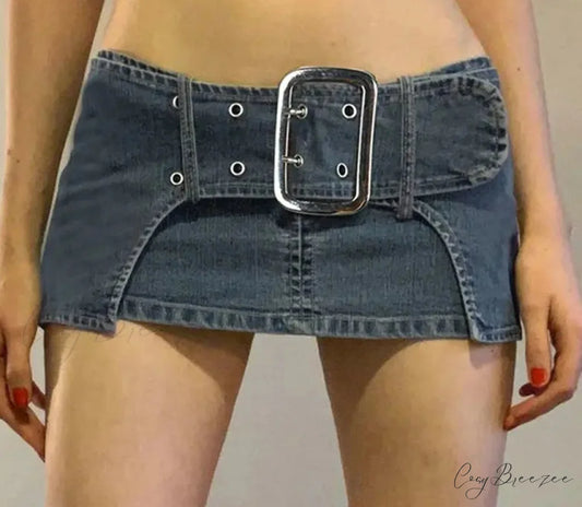 Retro Metal Clasp Denim Skirt skirts-250223