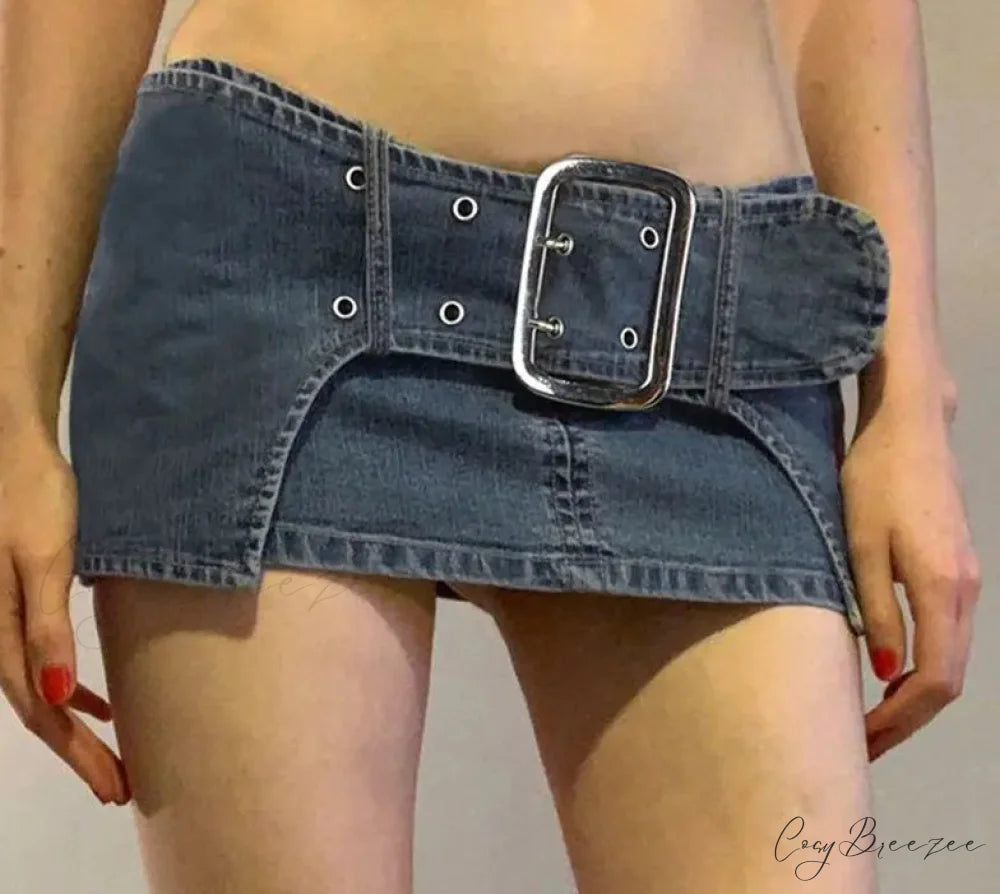 Retro Metal Clasp Denim Skirt skirts-250223