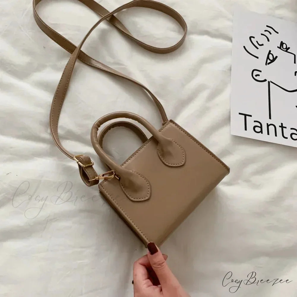 Retro Mini Square Crossbody Handbag Womens Shoulder Bag Khaki handbag-250126