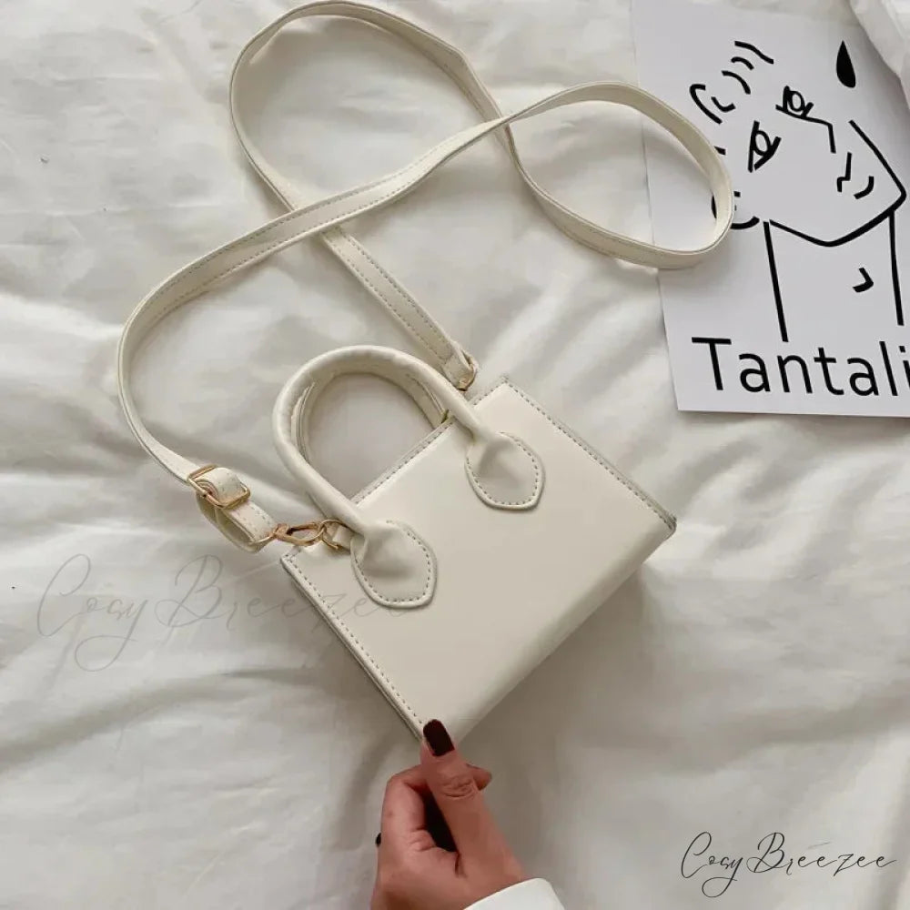 Retro Mini Square Crossbody Handbag Womens Shoulder Bag WHITE handbag-250126