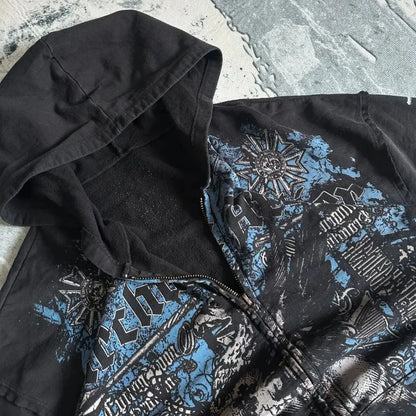 Retro Pattern Zipper Hoodie hoodies-241228