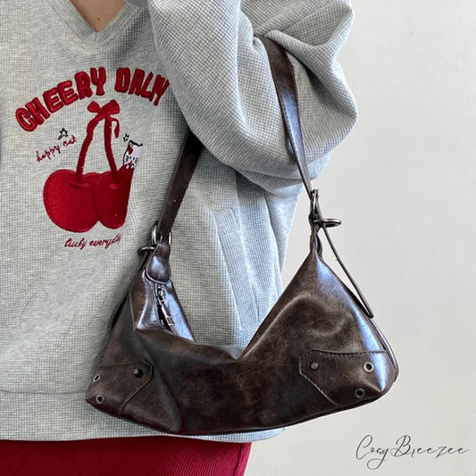 Retro PU Leather Y2K Bag shoulder-250126